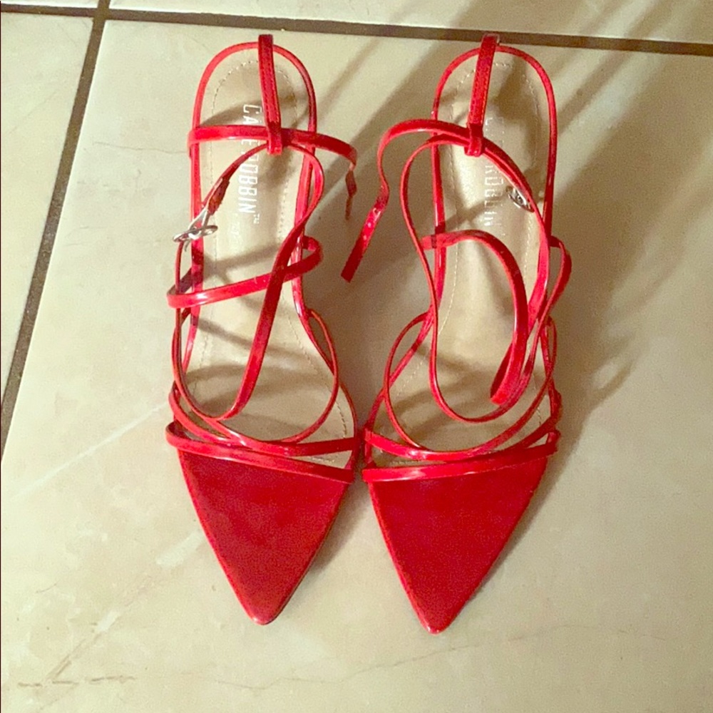 Red strappy heels